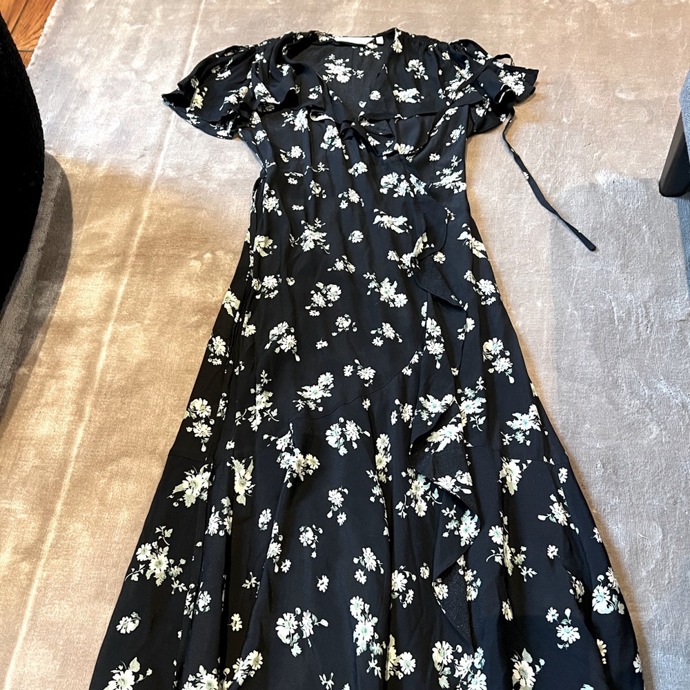 & Other Stories floral midi wrap dress